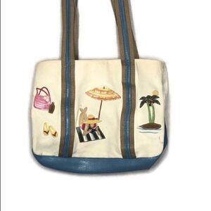 Beach tote bag. 100% cotton with vinyl trim.